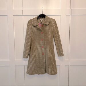 Lilly Pulitzer Green and Pink Wool Pea Coat/Car Coat Vintage Size 2